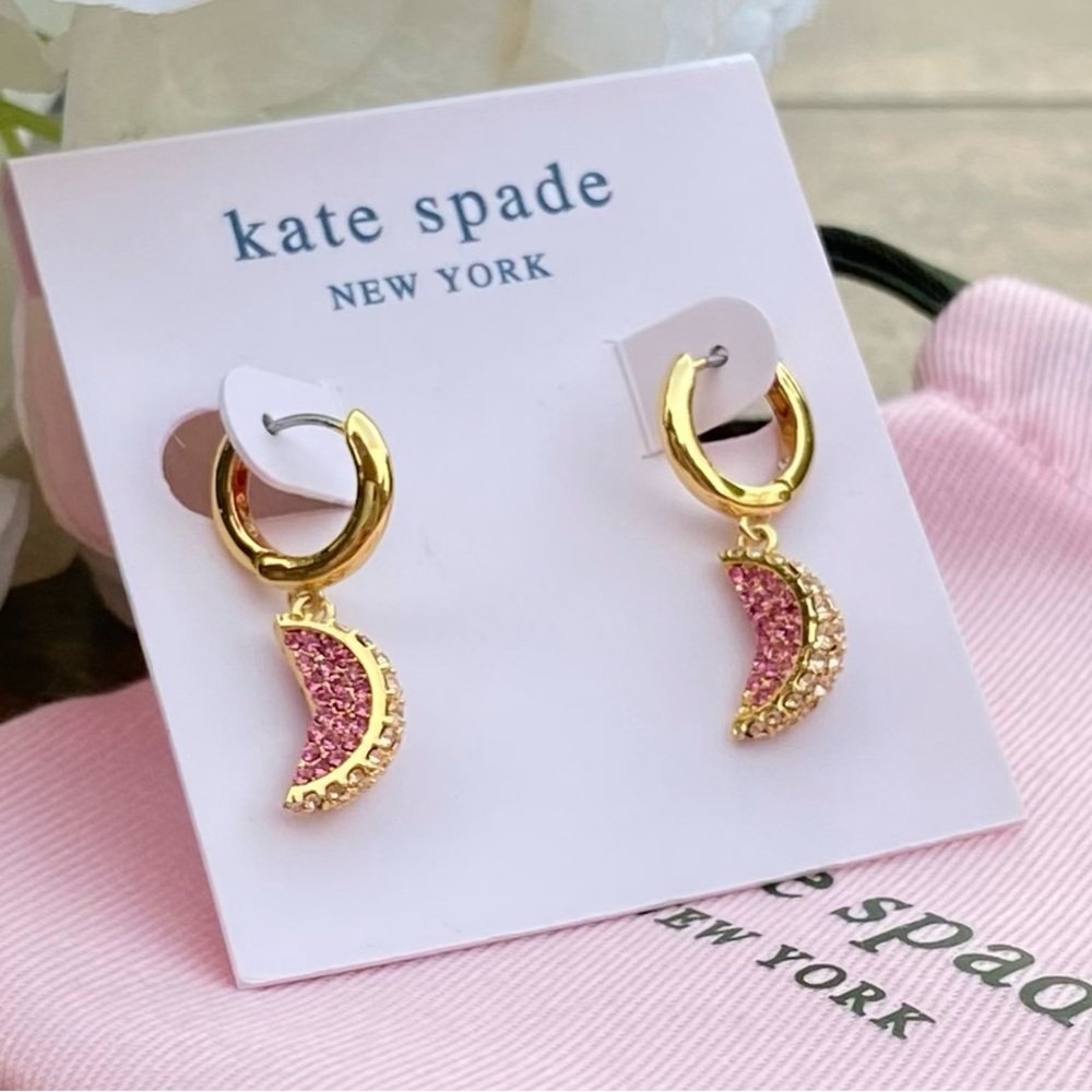 NWT KATE SPADE ♠️ FRUIT SALAD PAVE GRAPEFRUIT HUGGIES EARRINGS